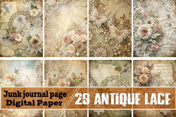 Antique Lace Junk Journal Pages