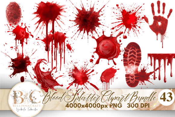 Blood Splatter Clipart PNG Bundle