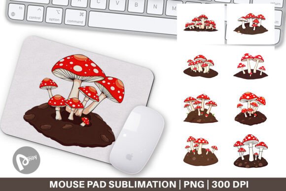 Forest Mushrooms Mouse Pad Design for Sublimation