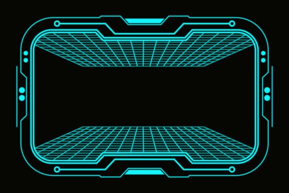 Futuristic HUD Interface Frame with Grid