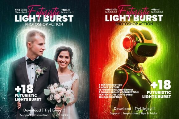 Futuristic Light Burst Action: Elevate Your Digital Art with Sci-Fi Energy