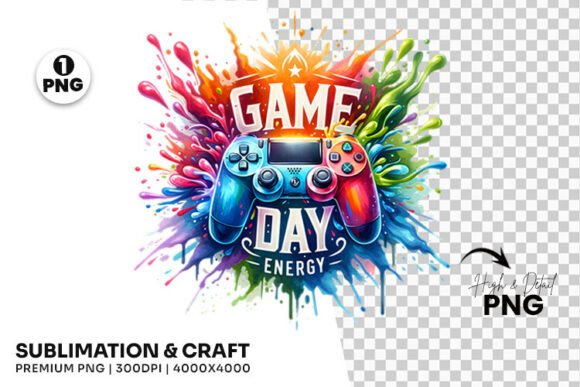 Game Day Energy Clipart Sublimation PNG: Power Up Your Gamer Aesthetic