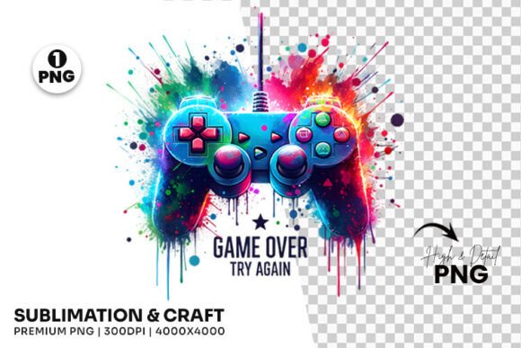 Game Over Try Again Clipart Sublimation