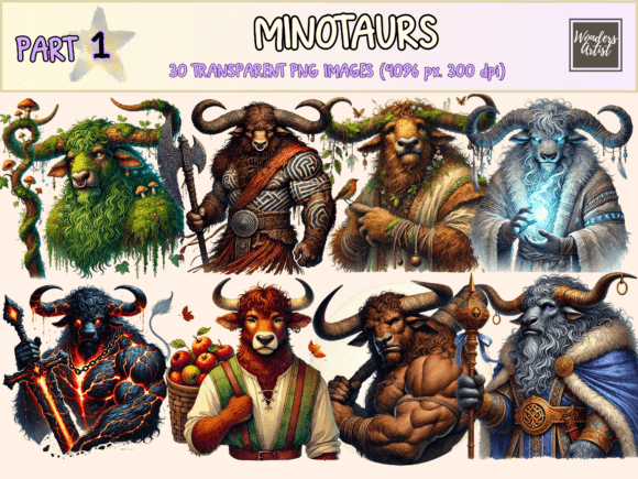 Minotaurs P1 Clipart: A Bold and Mythical Addition to Your Creative Projects