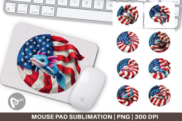 Mouse Pad Axolotl 4th of July