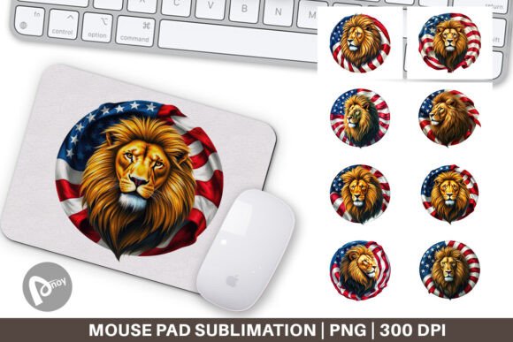 Mouse Pad Lion 4th of July