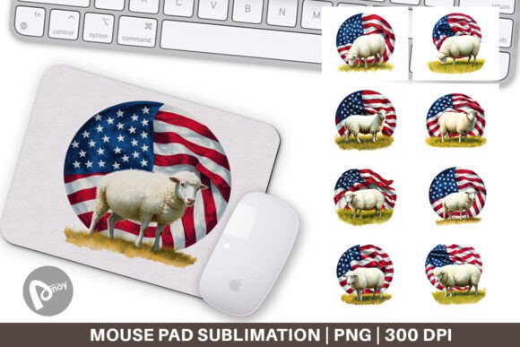 Mouse Pad Sheep 4th of July