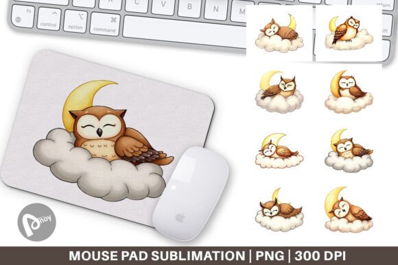 Mouse Pad Sleepy Owl Cloud