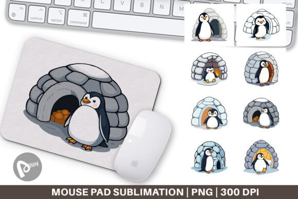 Penguin and Igloo Mouse Pad Design Ideas